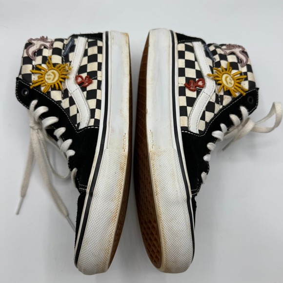 Vans SK8 Hi Pro Skate Shoes Black White Checkerboard Sun Dragon Patches Mens 8.5 - Picture 8 of 12